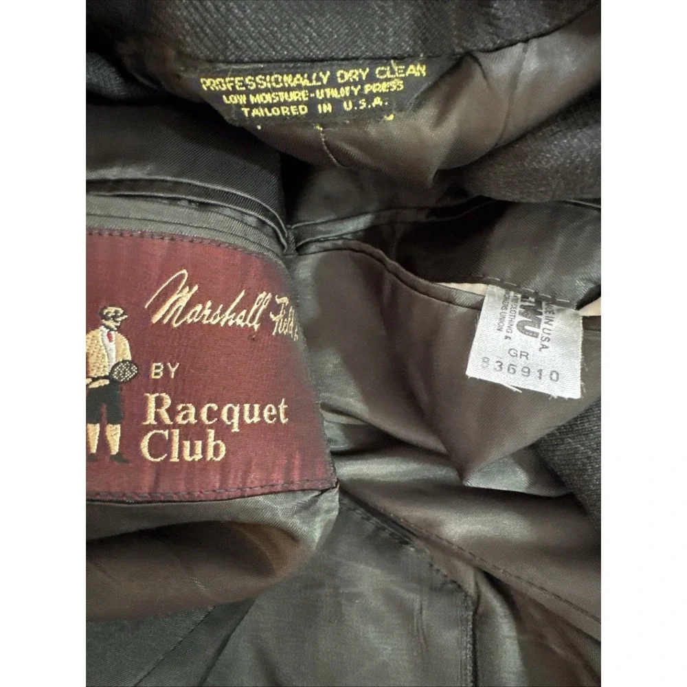 Vintage Racquet Club Charcoal Gray Plaid Wool Suit 40R Pants 34 x 31 USA Made